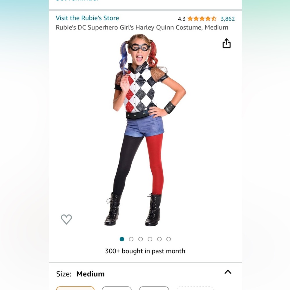 DC superhero Harley Quinn child Halloween costume sz small (4-6)